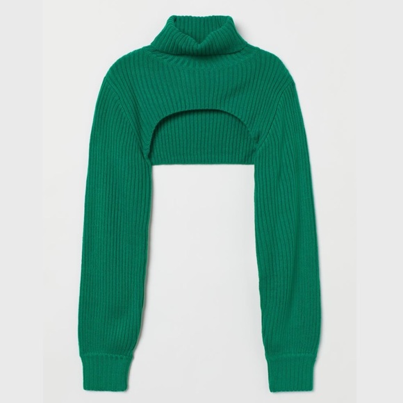 H&M Sweaters - NWT Green Cropped Ribbed Knit Turtleneck Sweater | H&M